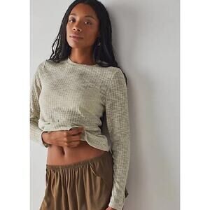 Intimately Free People Aura Layering Top Semi Sheer Long Sleeve Medium Sea Mist